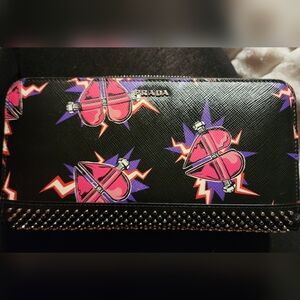 Prada Leather "Franken Heart" Rare Wallet Like New!